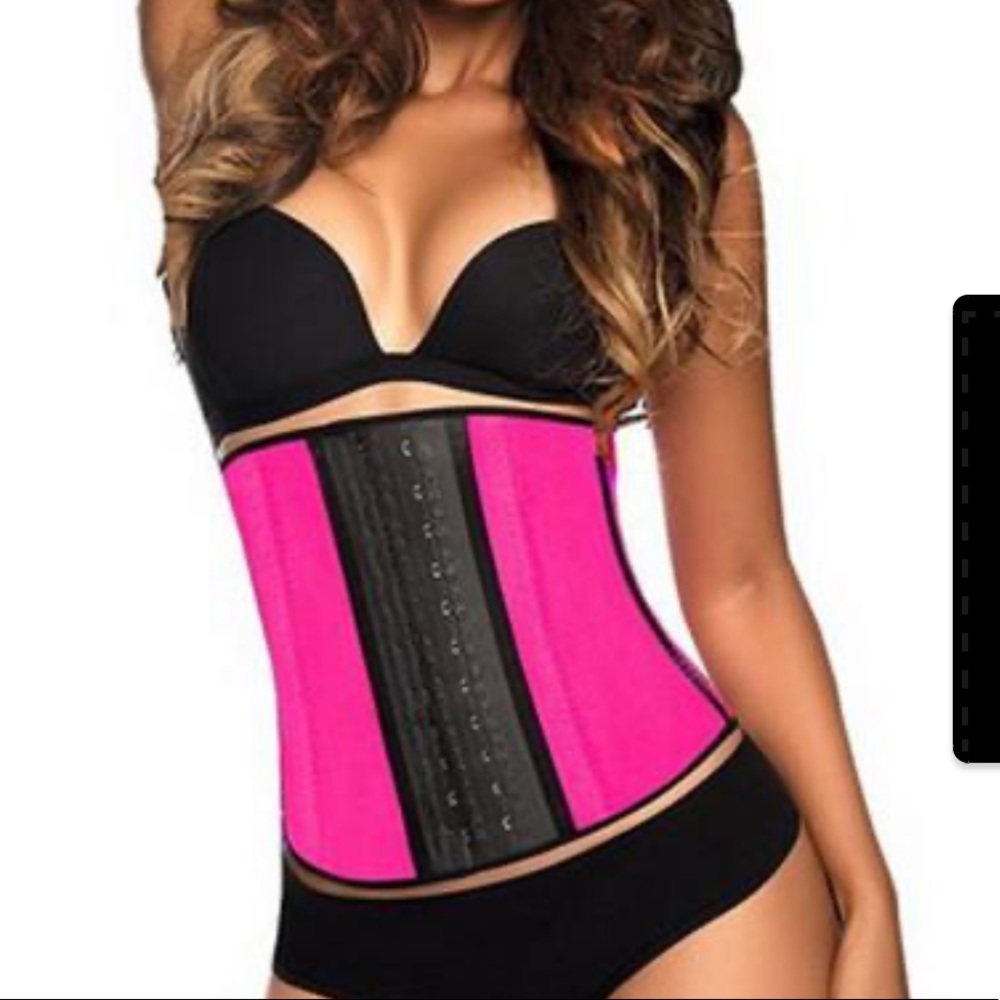 WAIST SHAPERZ STEEL BONED PINK LATEX WAIST TRAINER